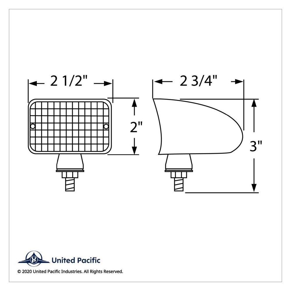 United Pacific 30333 Large Red Rectangular Rod Light Incandescent Auxiliary