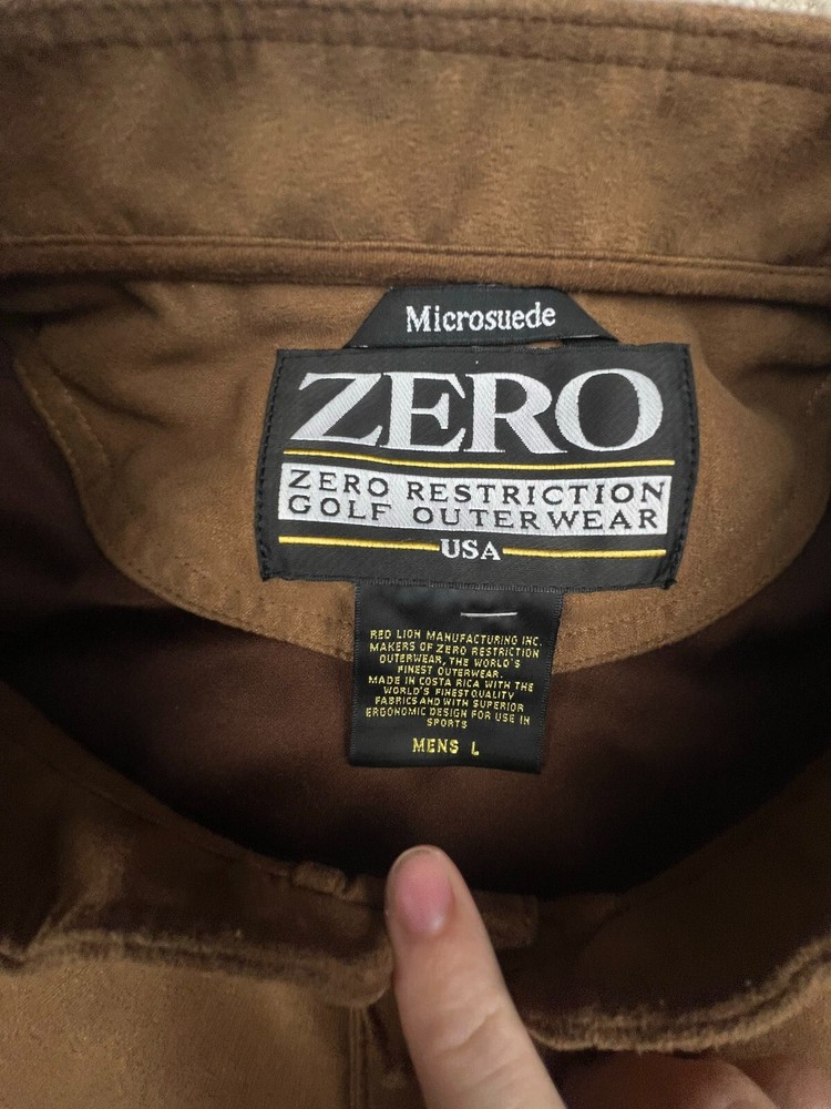 Zero Restriction Brown Microsuede Mens Golf Jacket Valhalla Golf Large 1/4 Snap