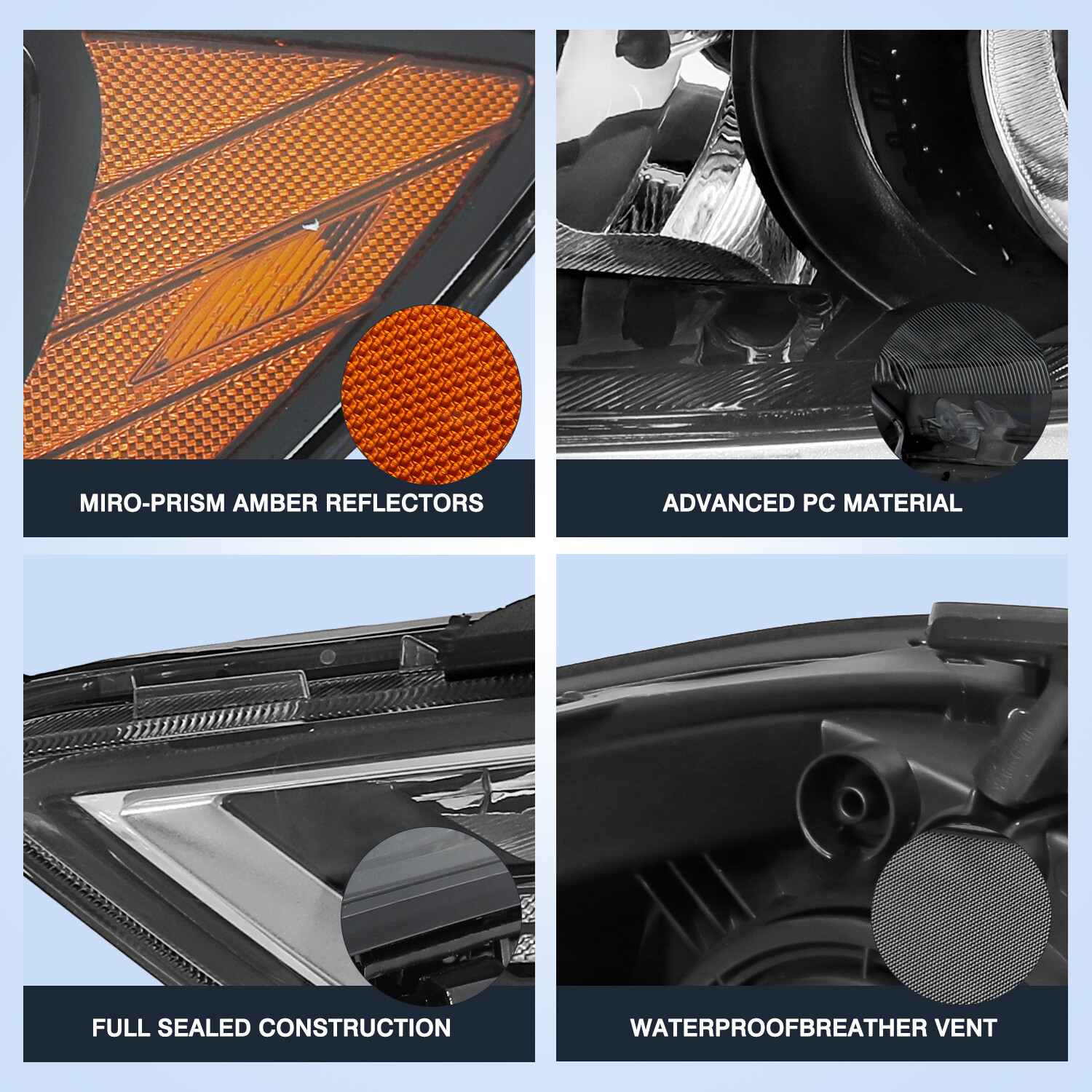 W/Bulbs For 2017 2018 Hyundai Elantra Projector Headlights Assembly Left & Right