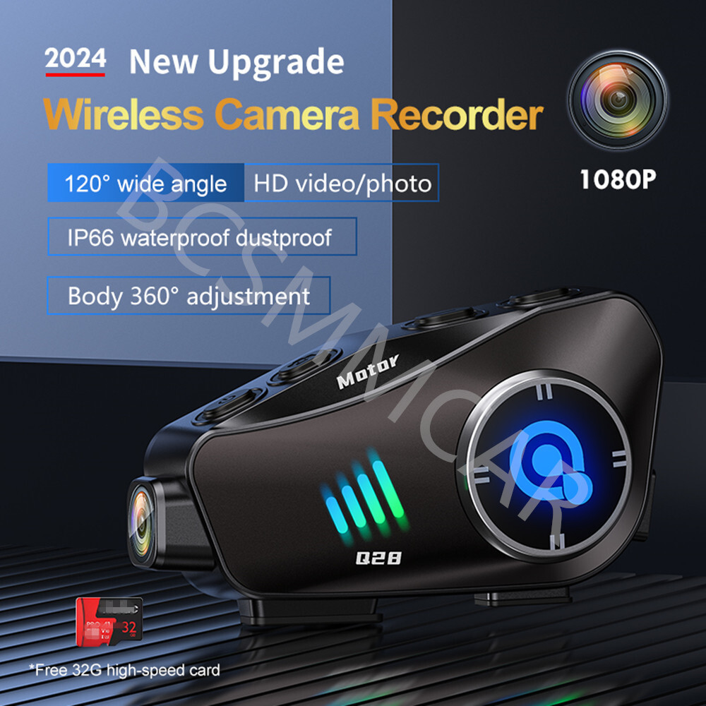 Motorcycle Helmet Bluetooth Headset Dashcam Wireless DVR HD Headphone Waterproof