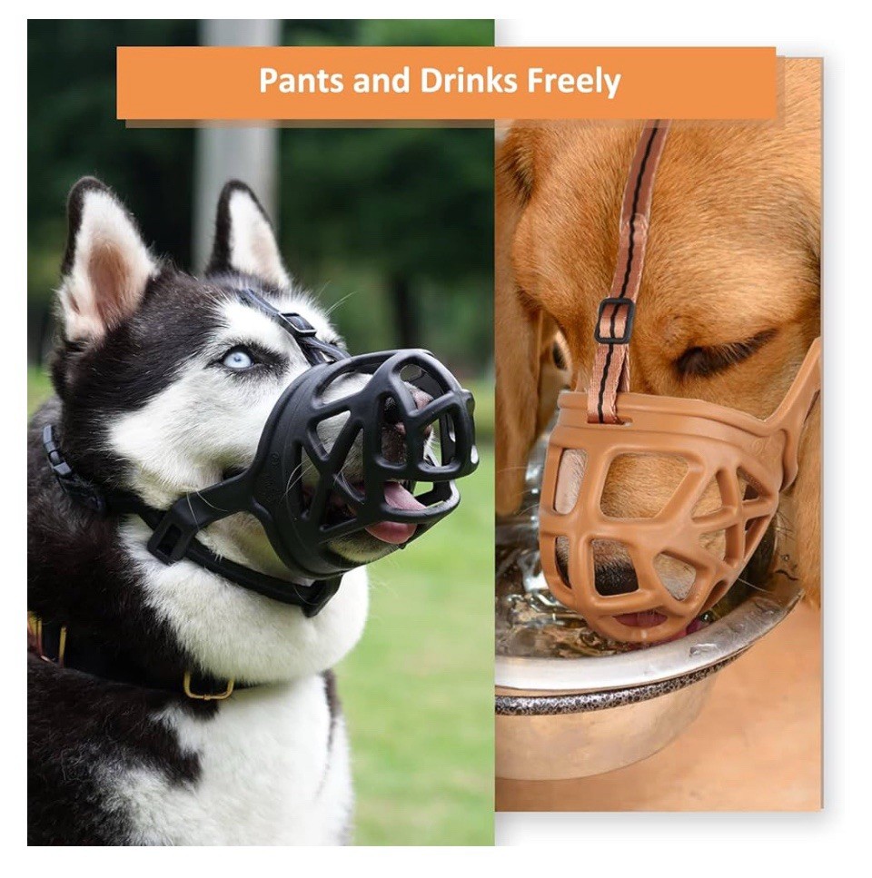 BARKLESS Dog Muzzle Basket Muzzle for Biting Chewing and Scavenging Humane. L