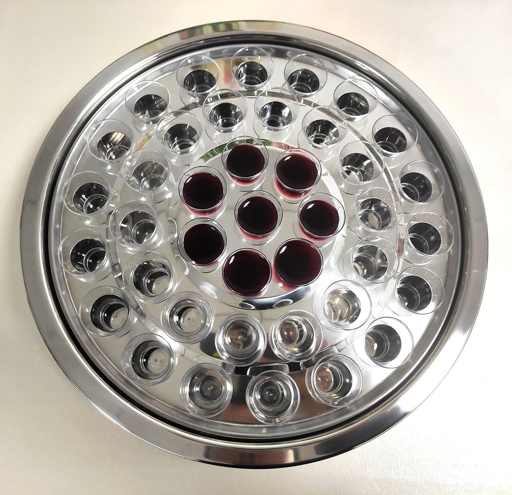 Stackable Silver Communion Tray with Cover for Church Service