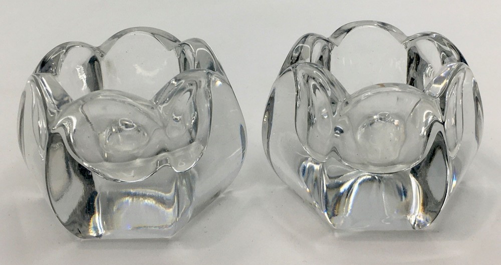 Pair Crystal Fluted Salt Cellars 1.5 Inch