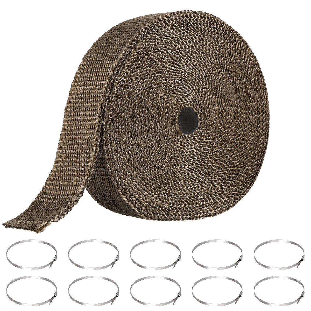 2" 50FT Titanium Exhaust Wrap Manifold Header Pipe Heat Wrap Tape w/ 10 Ties Kit