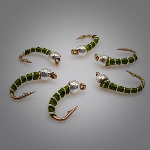 ZEBRA MIDGE Bead Head Nymph, Black - Fly Fishing Trout Bluegill Panfish Flies