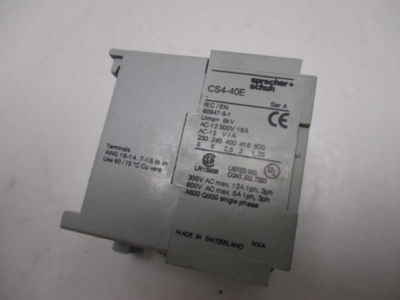 SPRECHNER + SCHUH CS4-40E CONTROL RELAY 110VAC NSMP