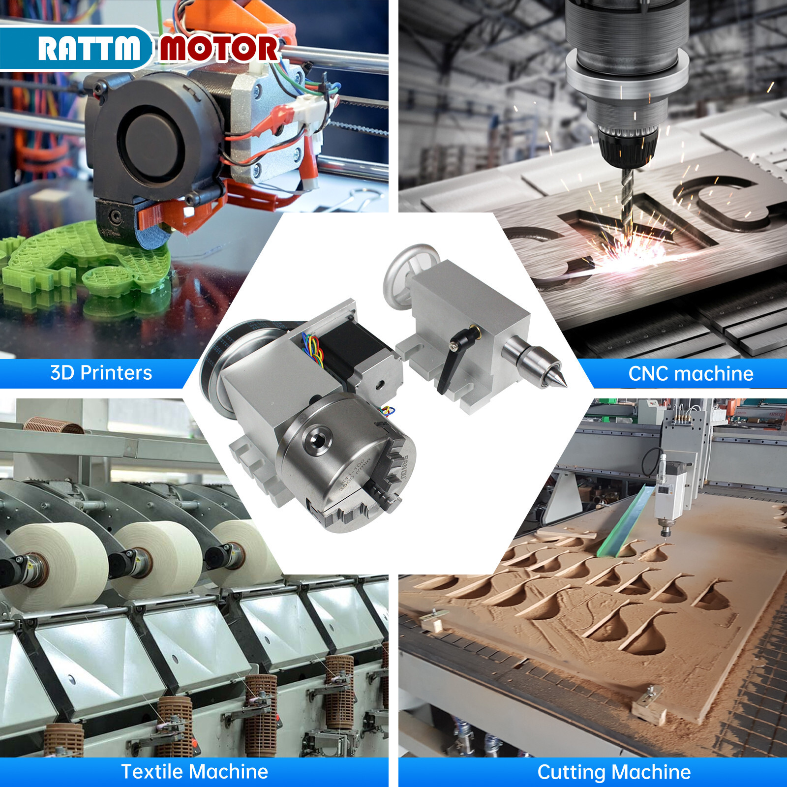 〖USA〗CNC Router Engraver Machine Rotational 4th Axis 3 jaw 100mm chuck+Tailstock