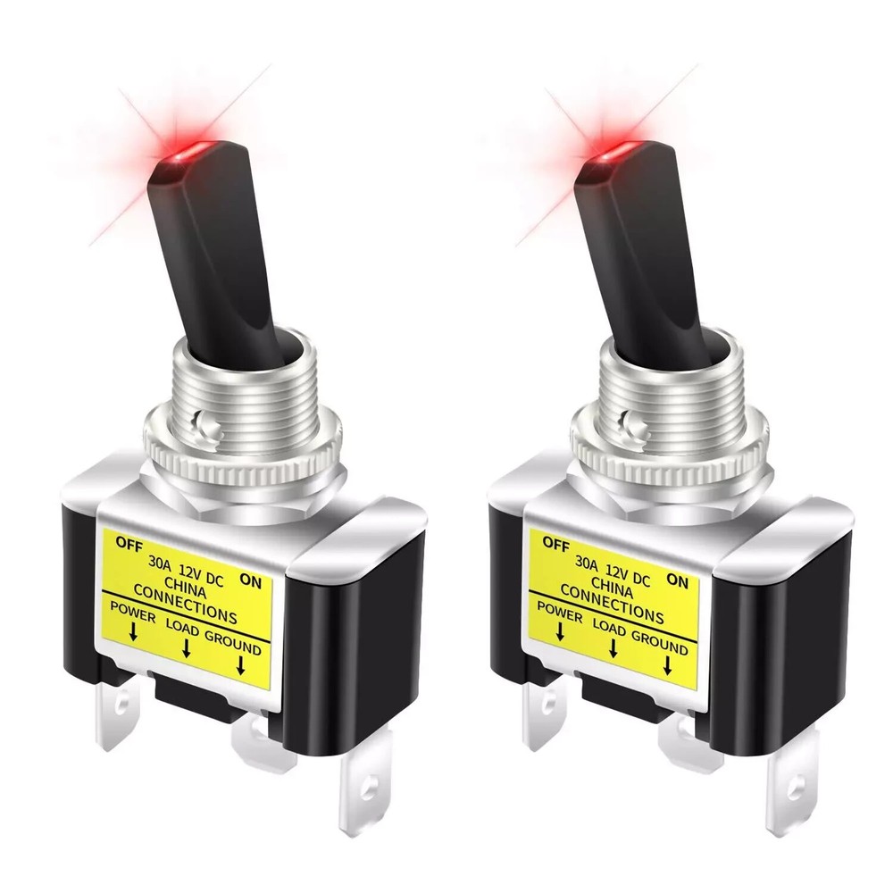 30 Amp Heavy Duty DC Toggle Switch 12V 30A Lighted Toggle Switch with Red LED 1