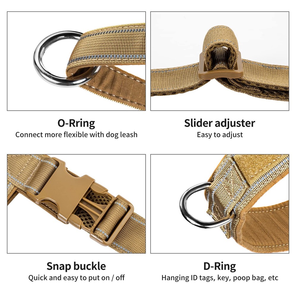 Annchwool No Pull Dog Harness with Soft Padded Handle,Reflective L, Brown