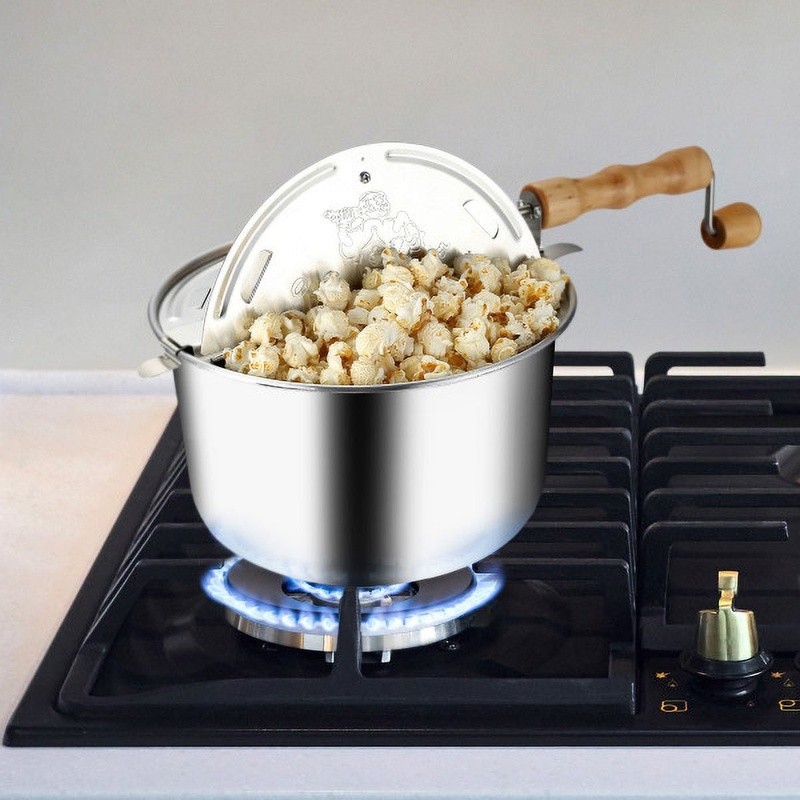 Stovetop Popcorn Maker 6 Quart Easy Clean Nonstick Vented Lid Stirring Handle US