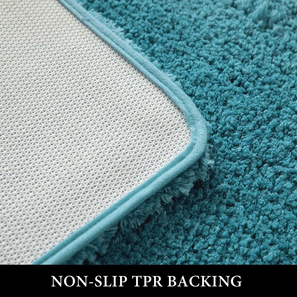 MIULEE Teal Bathroom Rugs, Soft Absorbent 1'8" x 2'6" (Rectangular),