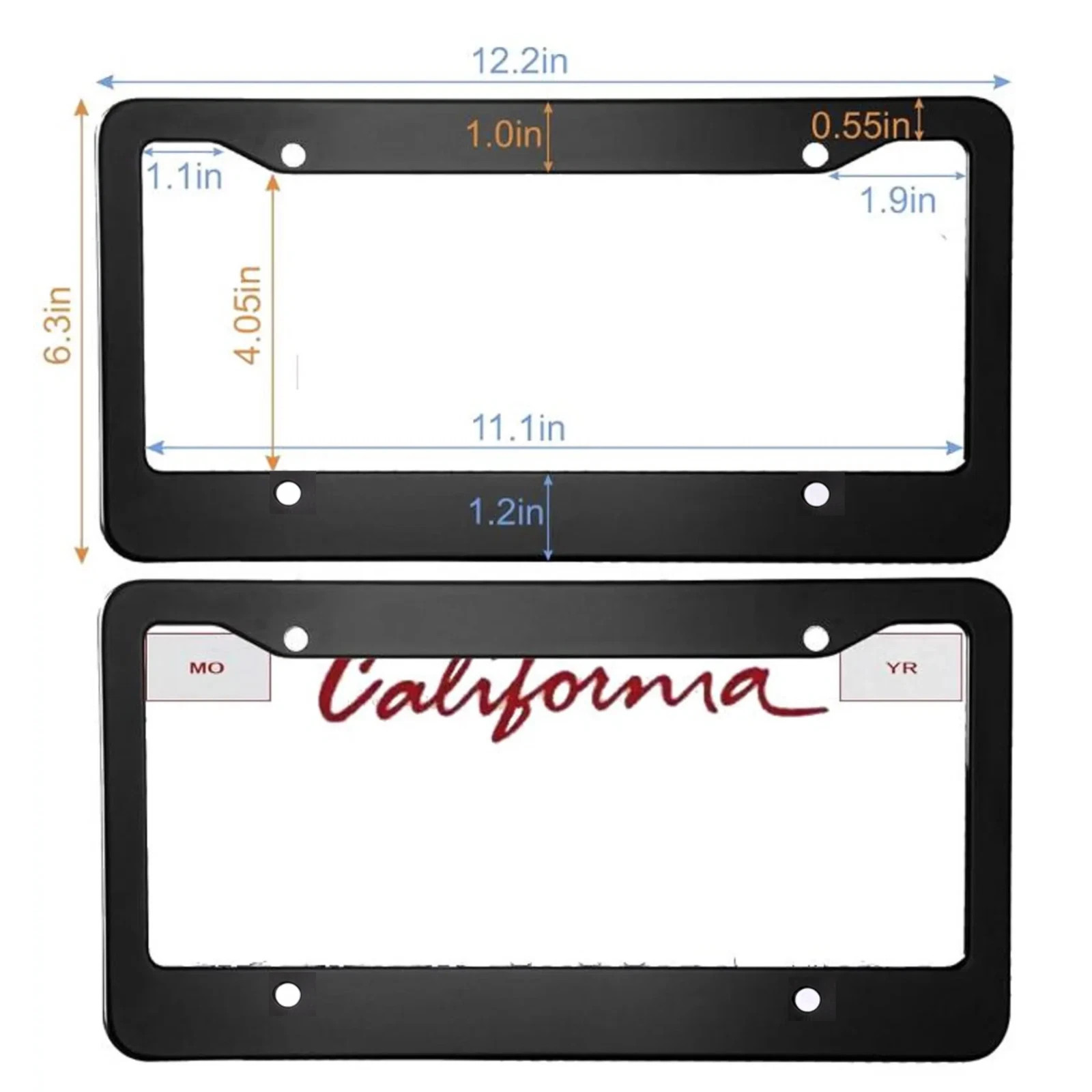 Hyundai Black Aluminum License Plate Frame Front Rear