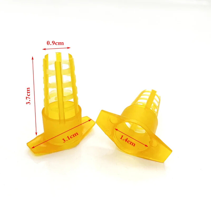300Pcs Beekeeping Tools Cell Protector Cages Yellow Plastic Bee Queen Cage