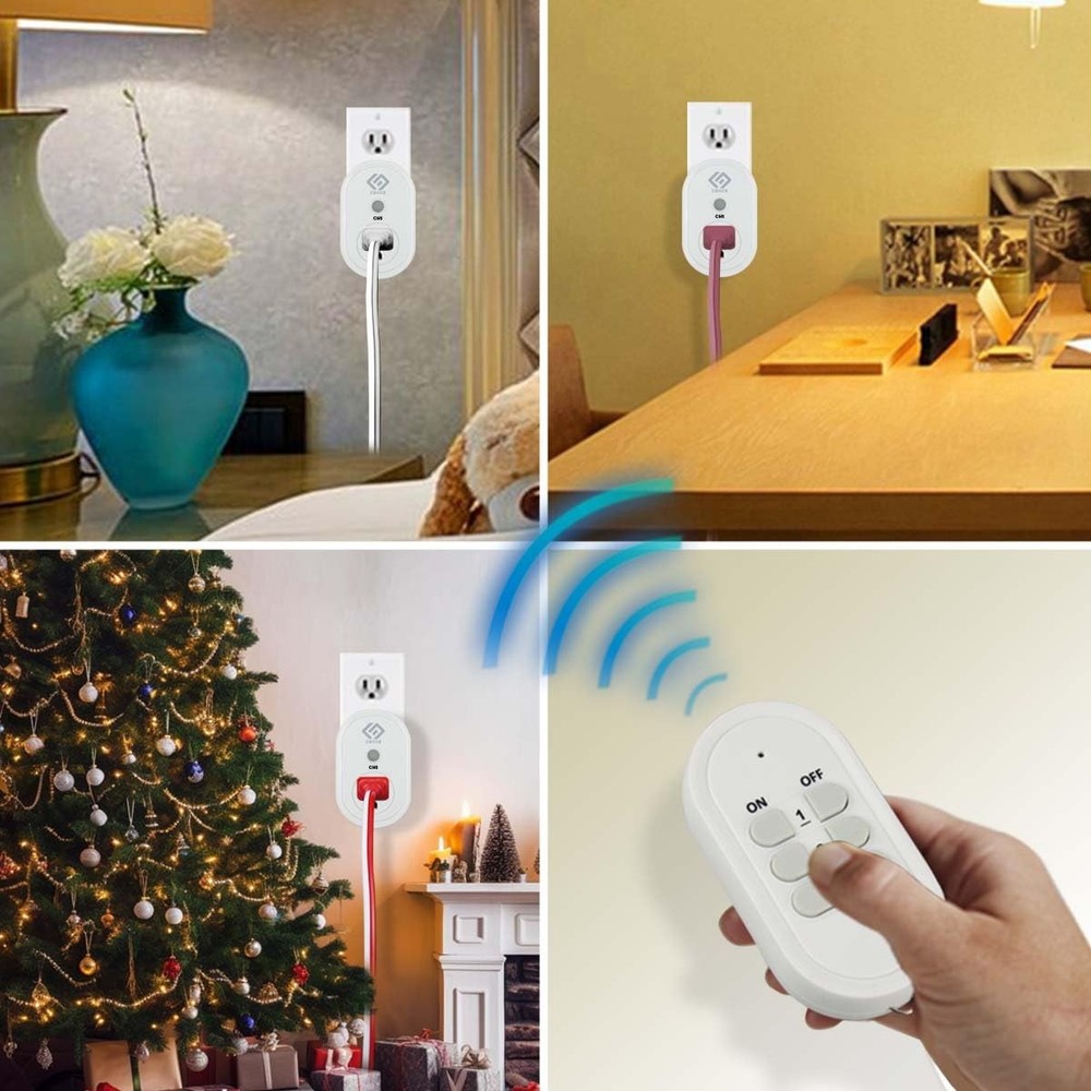 3 Pack Indoor Wireless Remote Control Outlets, 100-Foot RF Range, 15A