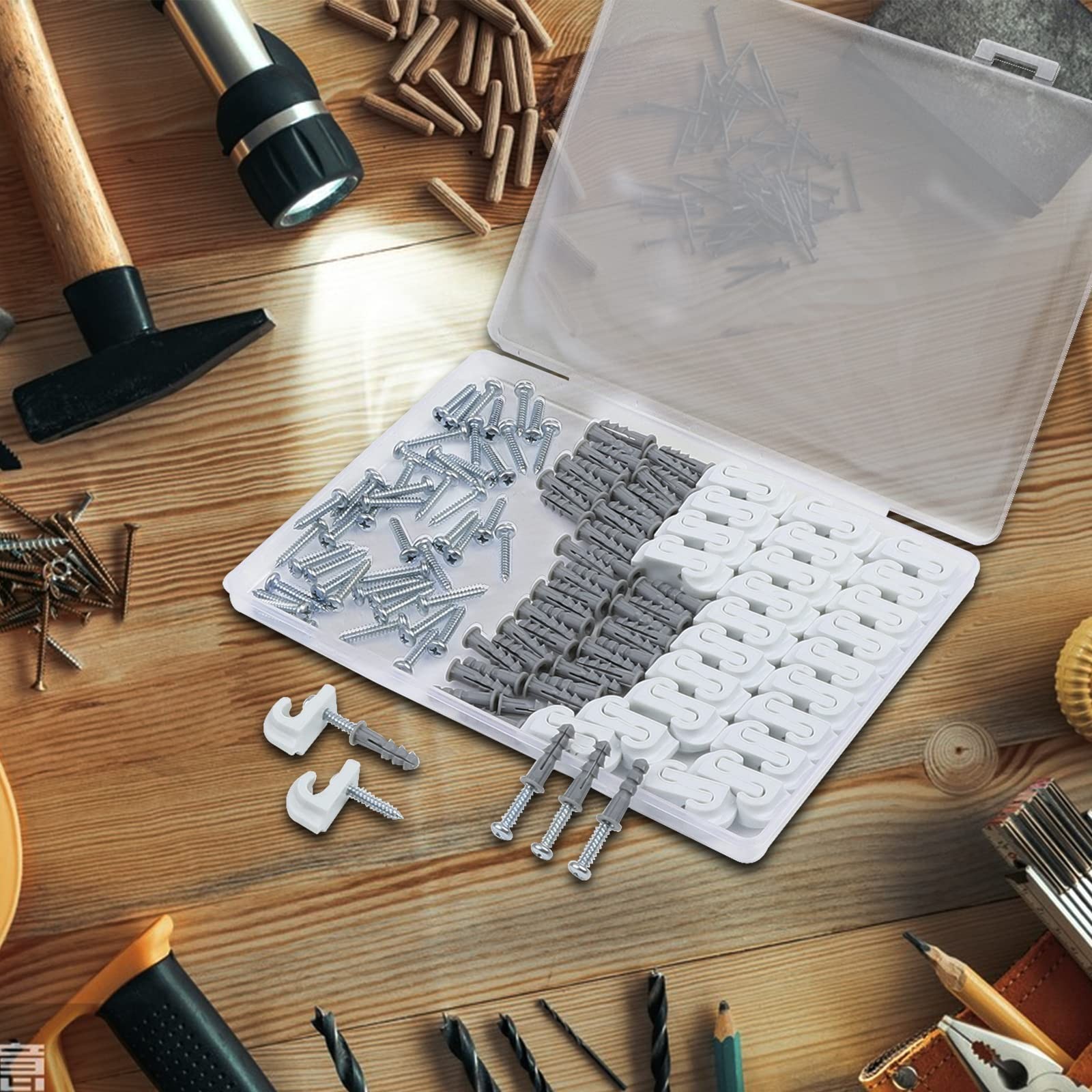 24-Pack Heavy Duty Wire Shelf Clips with Screws for Closet Shelving