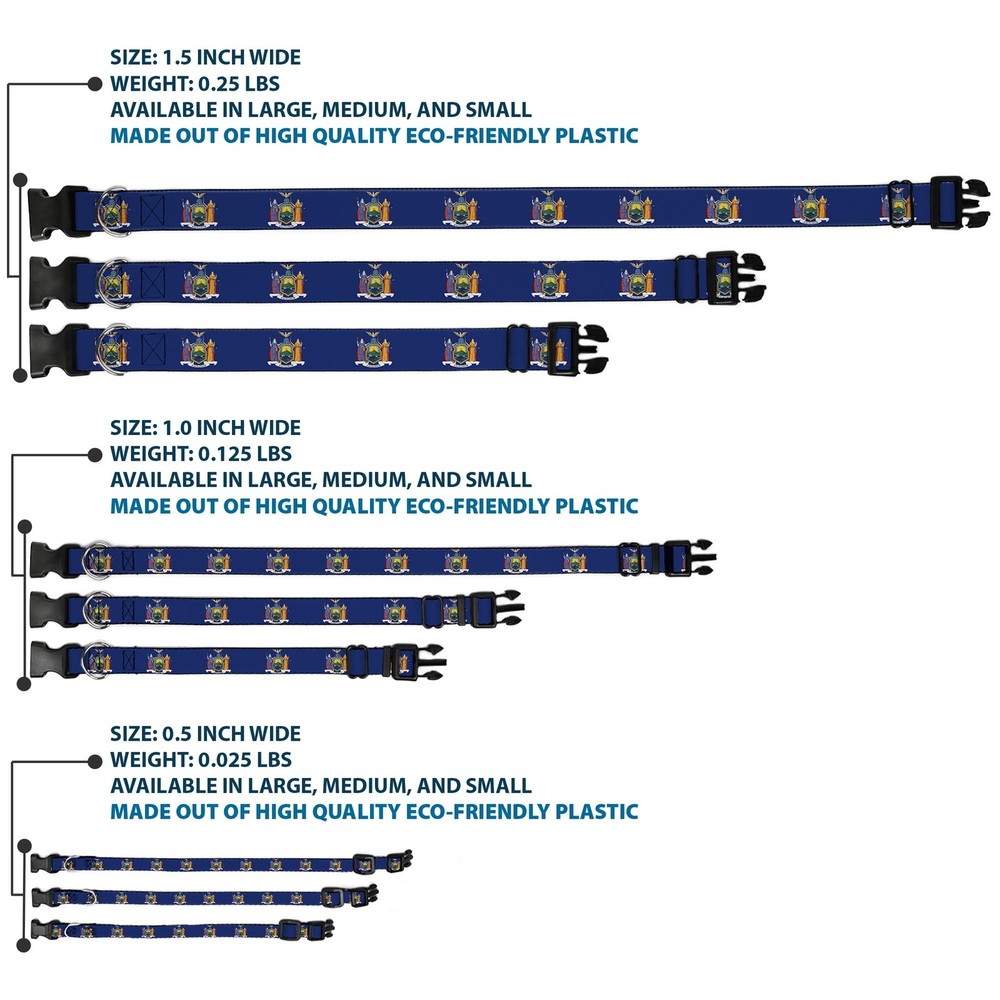 Plastic Clip Collar New York Flag Continuous Medium 11-16.5"