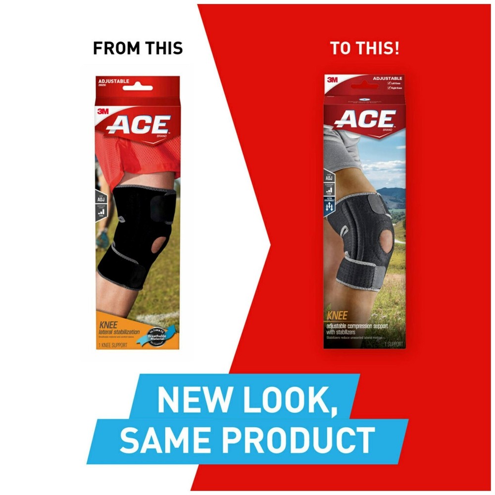 ACE Brand Adjustable Knee Brace with Side Stabilizers Provides Support & Comp...