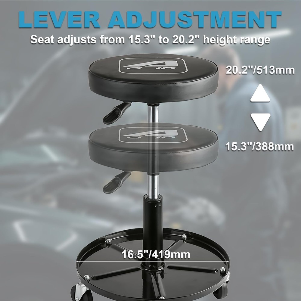 LT12 Professional Mechanics Roller Seat, Pneumatic Adjustable Rolling Stool