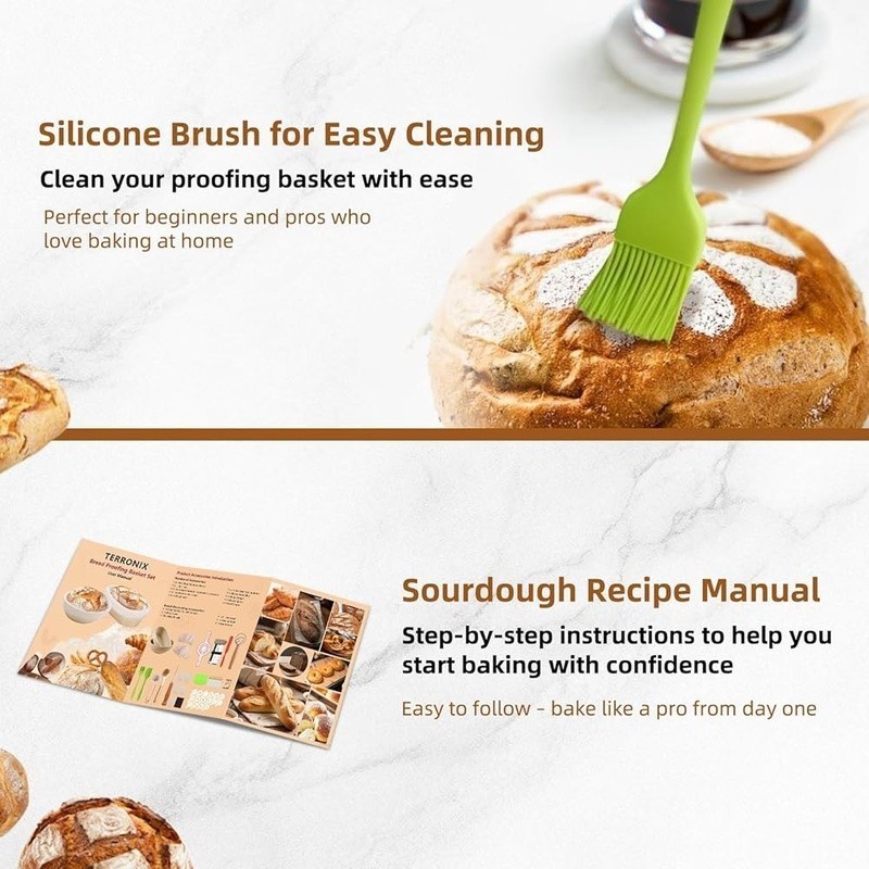 Complete Sourdough Starter Kit Bread Baking Supplies Proofing Baskets Tools Set
