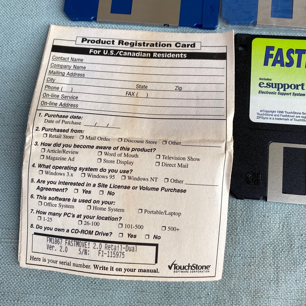 LapLink QuickLink FastMove ZipSync Softworx InterLink Disk 3.5” Floppy Floppies