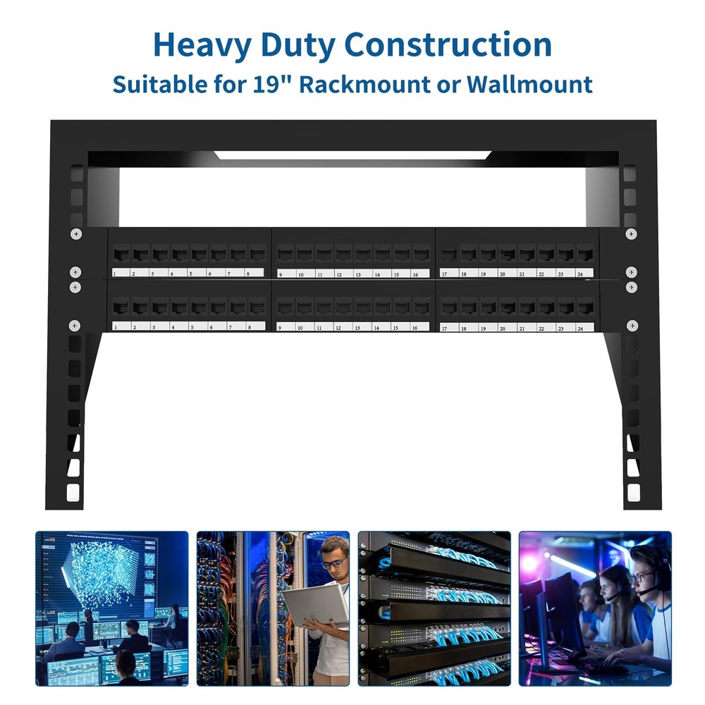 Patch Panel 24 Port Cat6 With Rj45 Passthru Coupler Keystone 1u Network Patch Pa