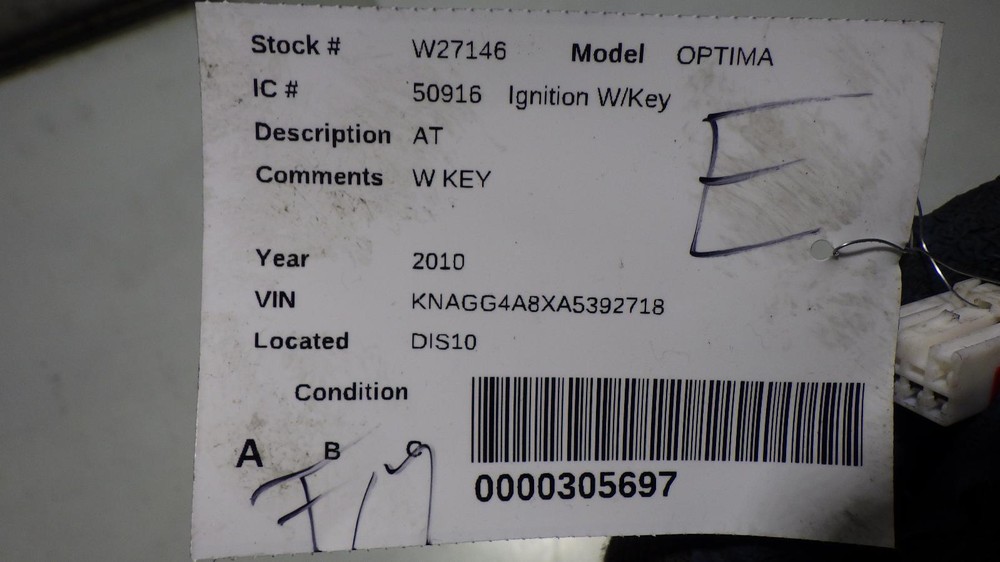 10 KIA OPTIMA Ignition W/Key