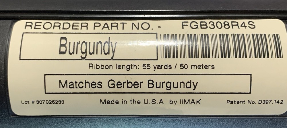 Gerber Edge Thermal Transfer Foil — Burgundy.