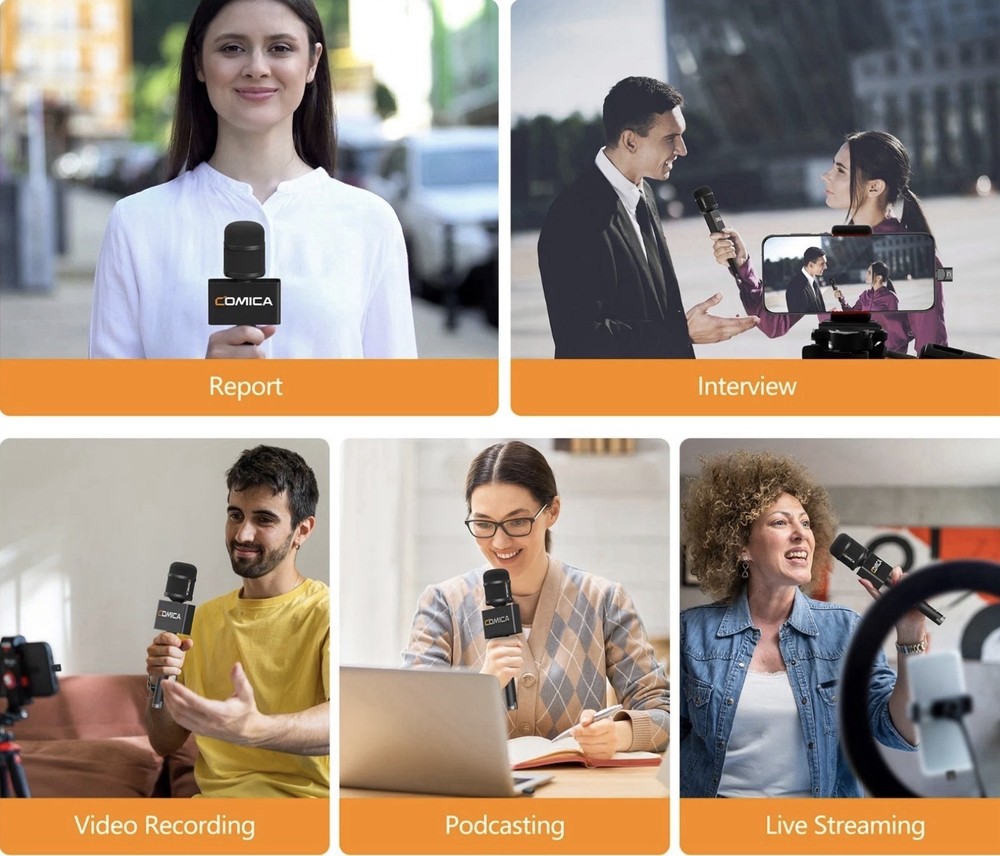 COMICA Revo S Wireless Reporter Microphone Compatible with Windows Mac OS Stream