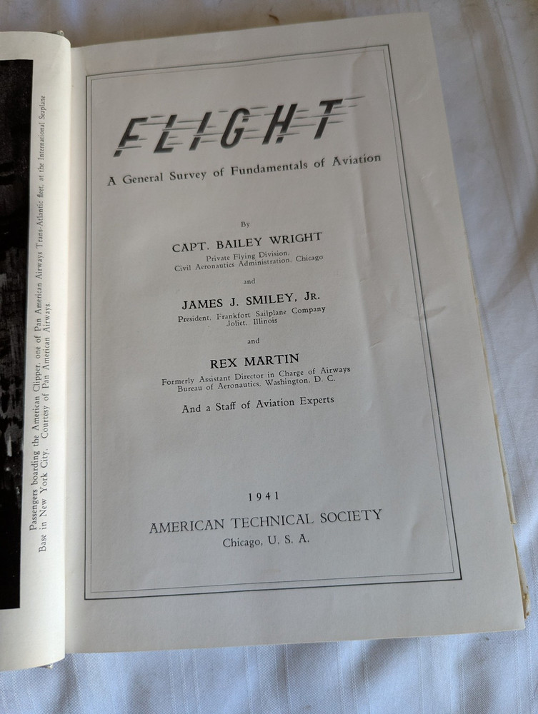 WWII era Flight First Principles HBDJ Book 1941 Capt Bailey Wright