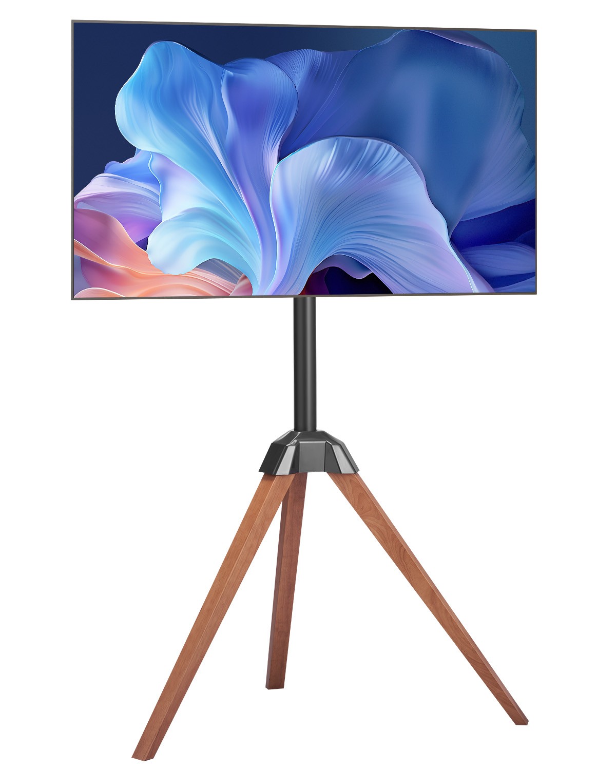 Tripod Easel TV Stand Wood Legs Holds up to 99 lbs for 40-65 Inch Screens