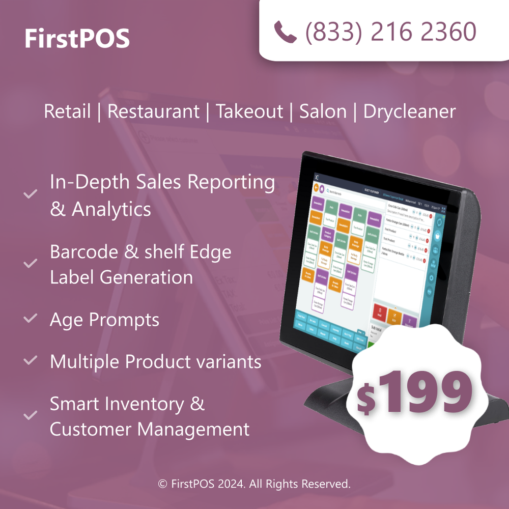 15'' Touchscreen POS Cash Register Till System Restaurant
