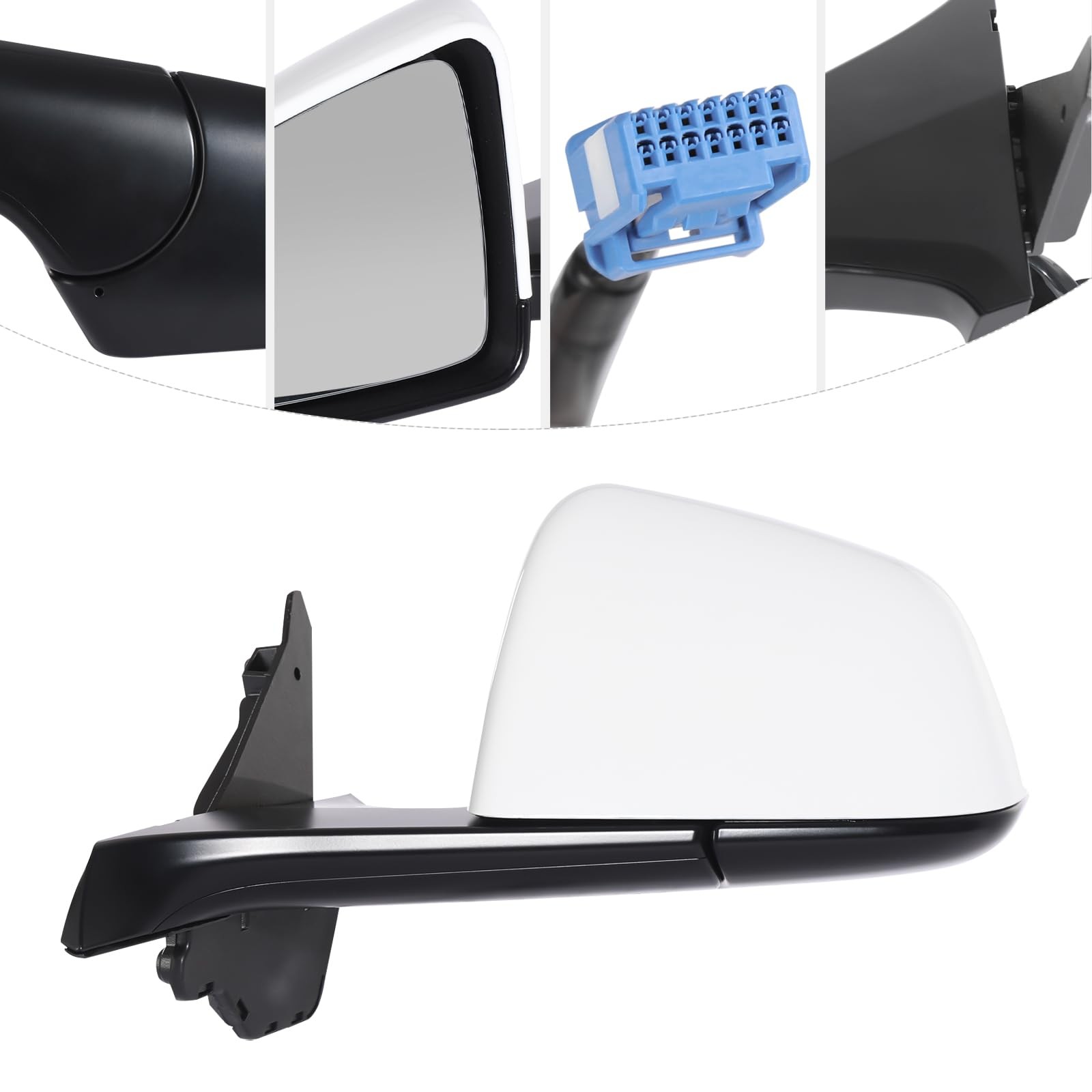 Left Side Rearview Mirror for Tesla Model White Power Folding Heated Driver Side