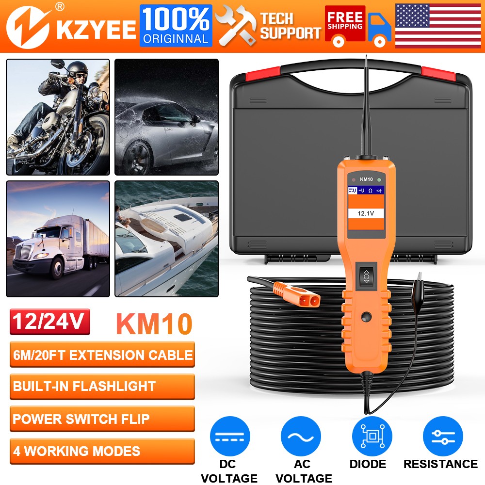 KZYEE KM10 Circuit Tester Electrical System 12V & 24V Probe PowerScan Diagnostic