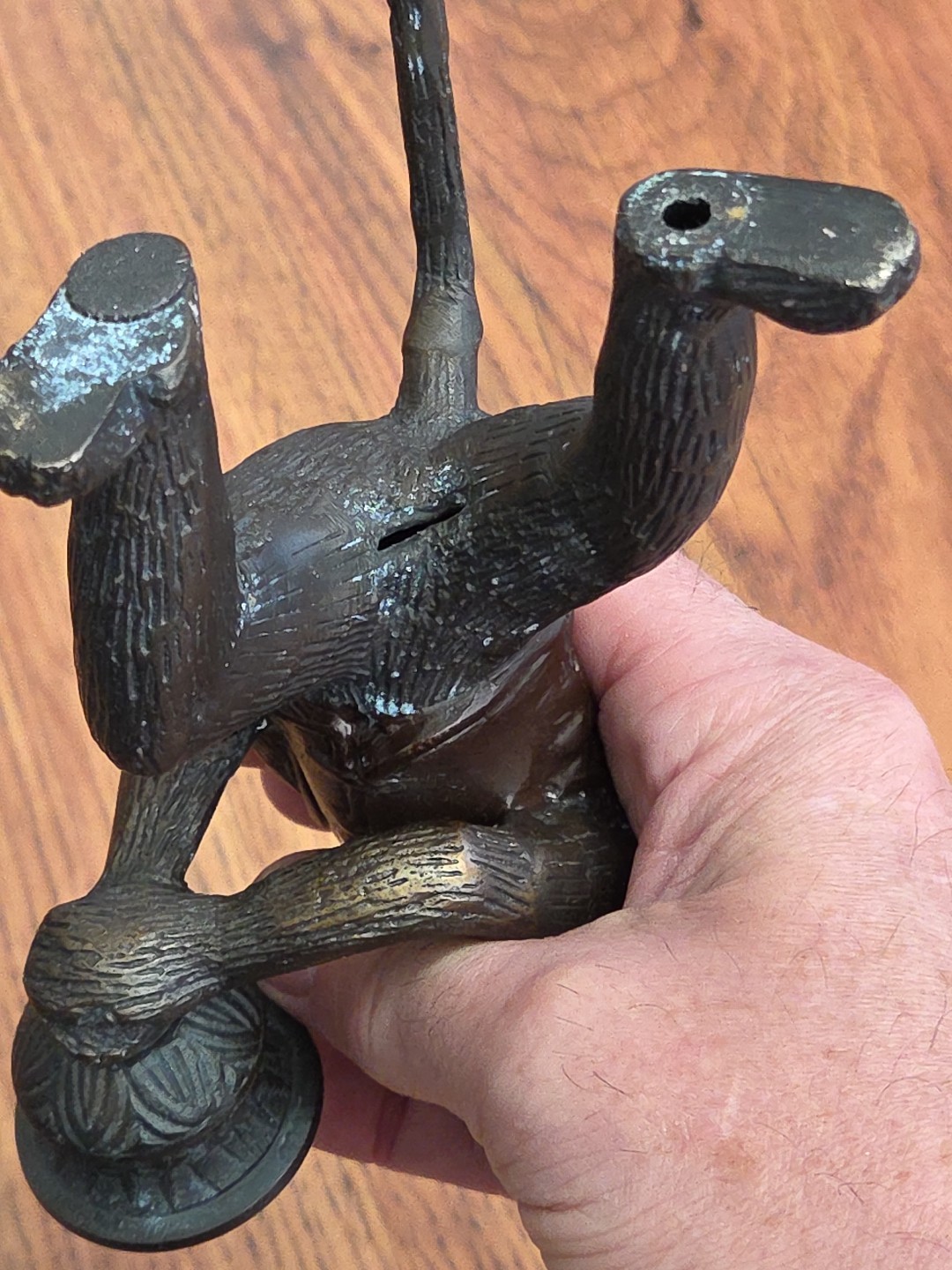 Antique Vienna Bronze Monkey Sculpture with Candle Holder 6.5" #2