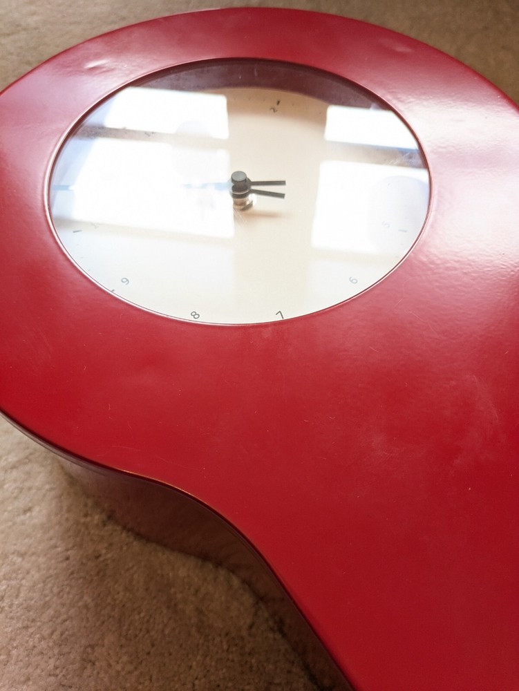 1990s Retro Red Ikea Wall/Stand Up Clock With Inside Storage