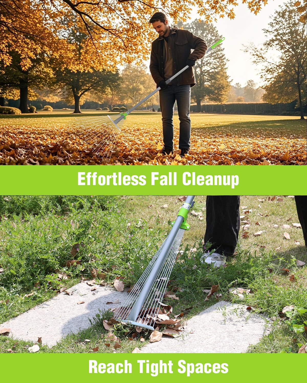 WORKPRO Heavy Duty Leaf Rake Telescopic 32"-63" Adjustable Metal Gardening Rakes