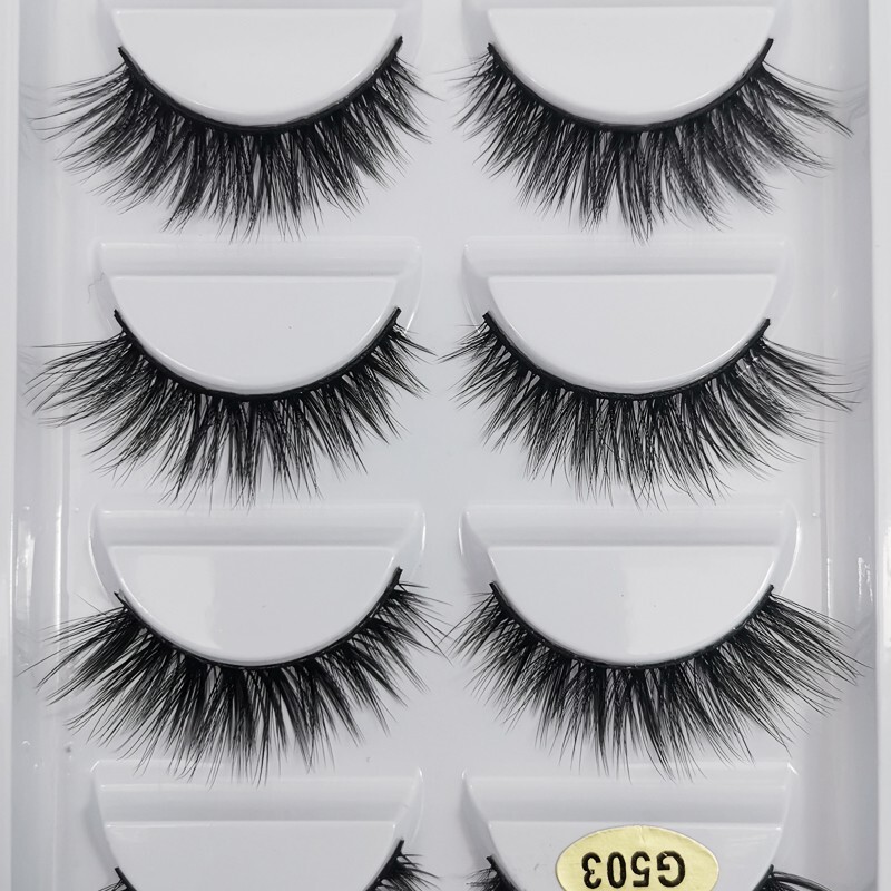 G503 Long & Wispy False Eyelashes 3D Volume, Reusable, Perfect for Dramatic 5pcs