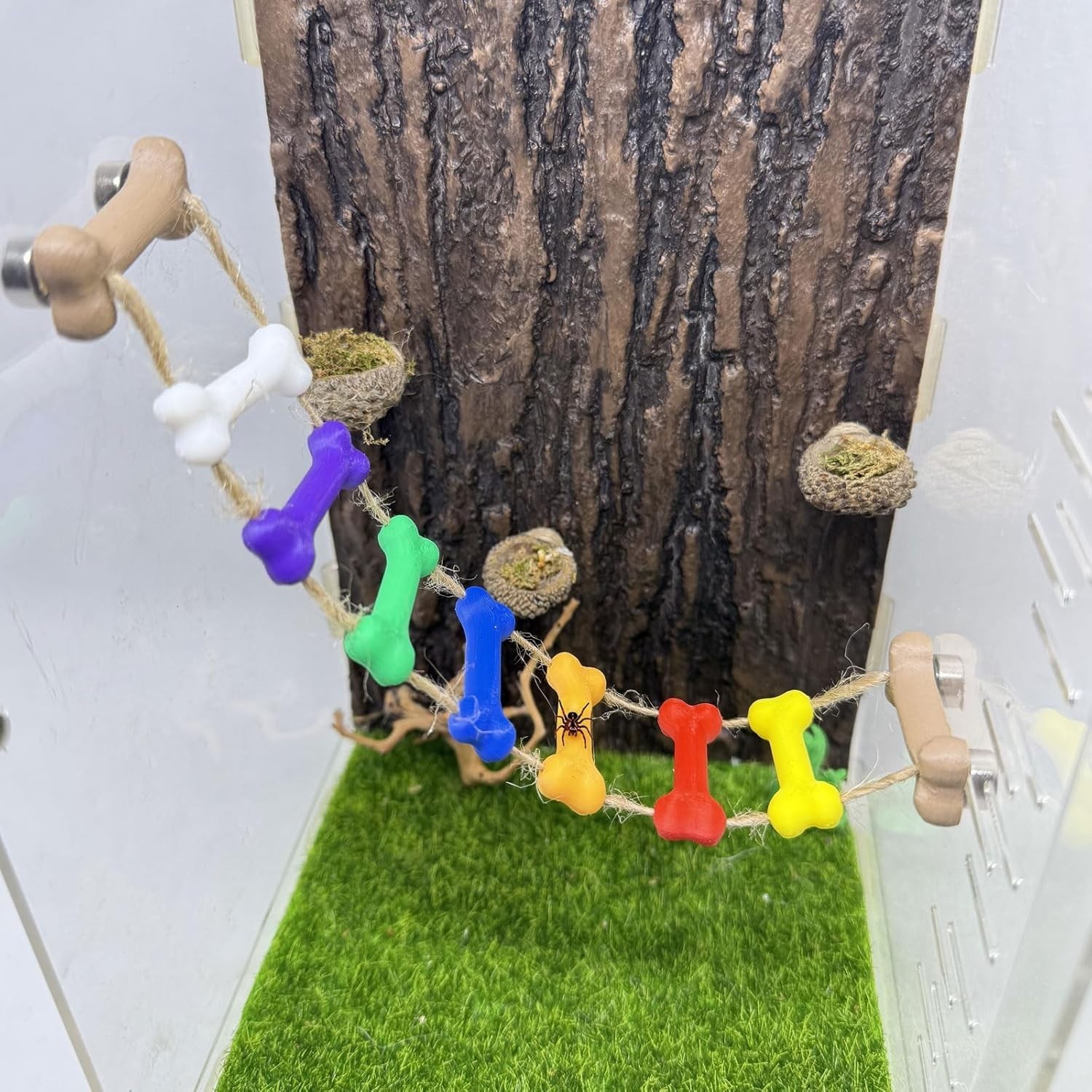 Jumping Spider Rope Bridge Solid Wood Climbing Suspension Bridge Enclosure Color