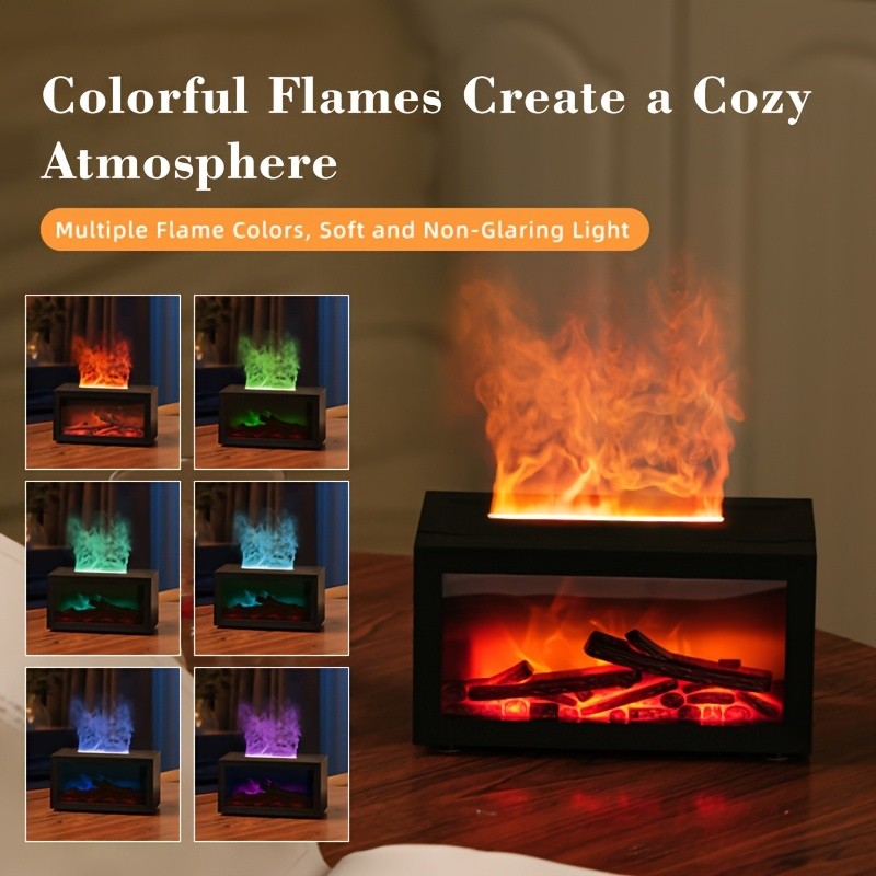 Fireplace Flame Air Diffuser Colors LED Aroma Aromatherapy Ultrasonic Humidifier