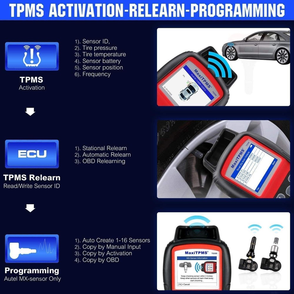 Autel MaxiTPMS TS508WF TPMS Relearn Tool TPMS Sensors Activate/Reset/Programming