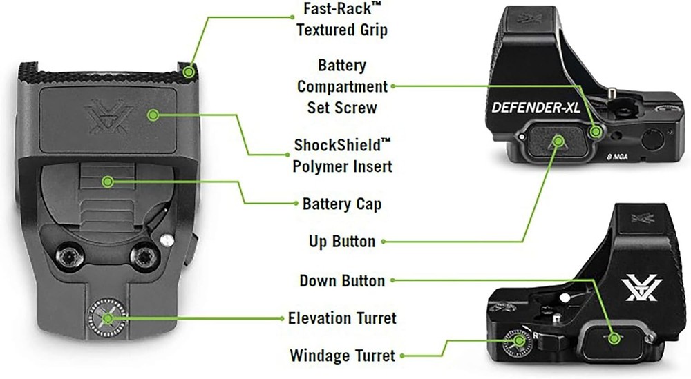 Vortex Optics Defender-XL Micro 3 MOA Green Dot Sight DFXL-MGD3