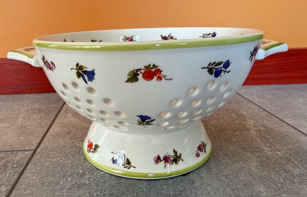 Porcelain Strainer Sieve Colander Floral Pattern