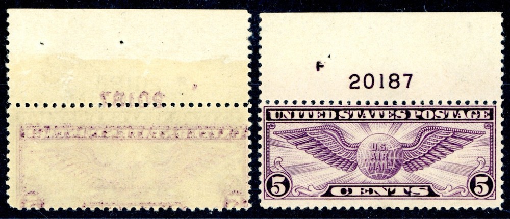 EFO C12 PURPLE INK OFFSET ON GUM SIDE   WITH NORMAL   SAME PLATE # SINGLE!
