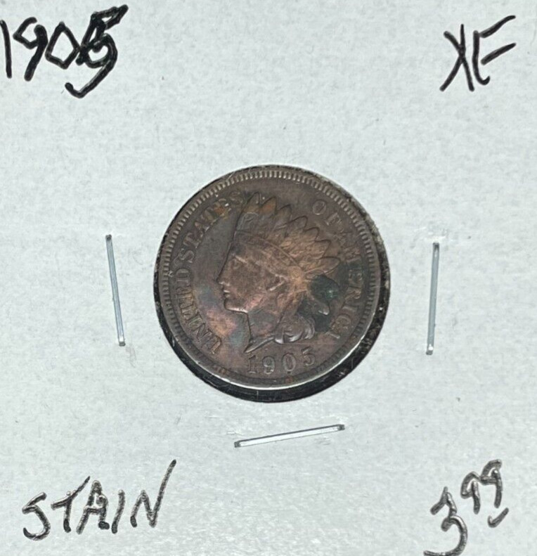 1905 INDIAN HEAD CENT ~ XF STAIN ~NICE COIN~