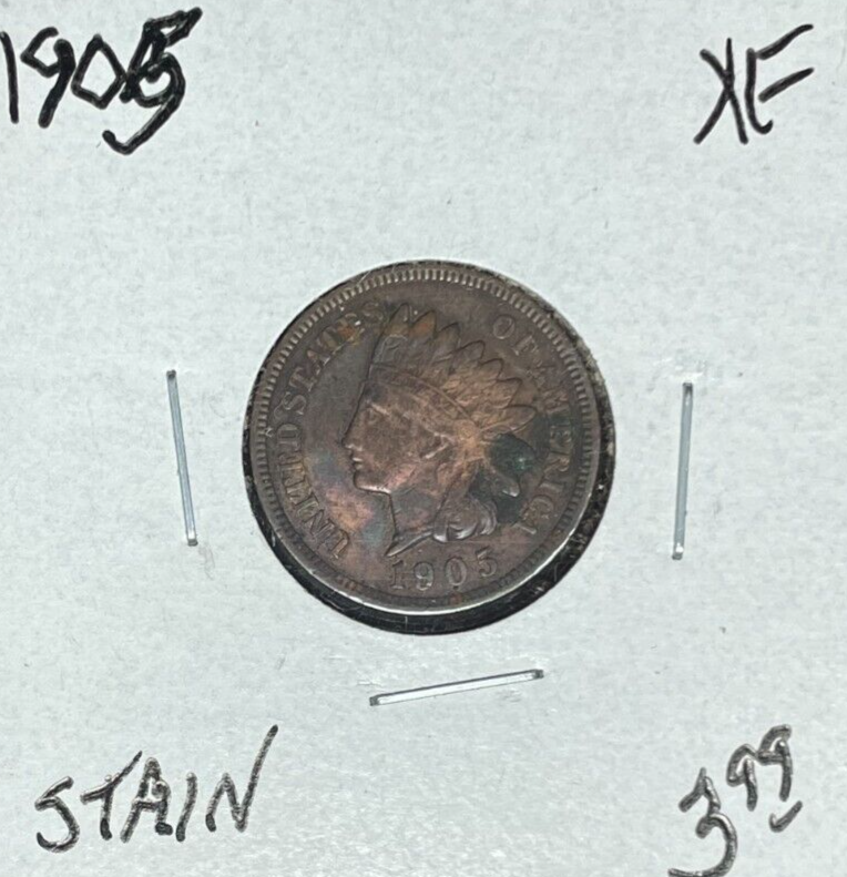 1905 INDIAN HEAD CENT ~ XF STAIN ~NICE COIN~
