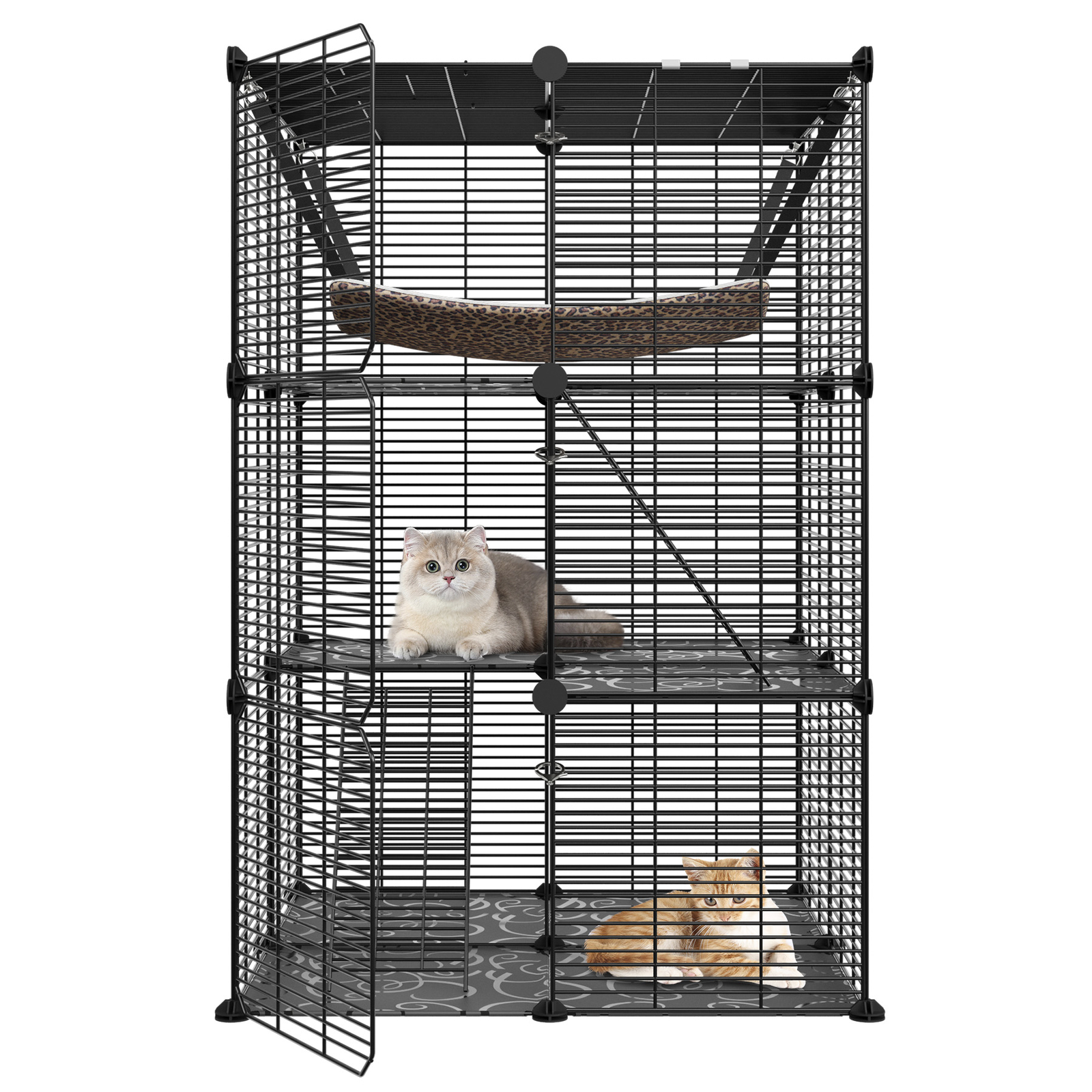 3 Tier Cat Cages Indoor DIY Cat Enclosure Cat Playpen Catio Detachable Metal