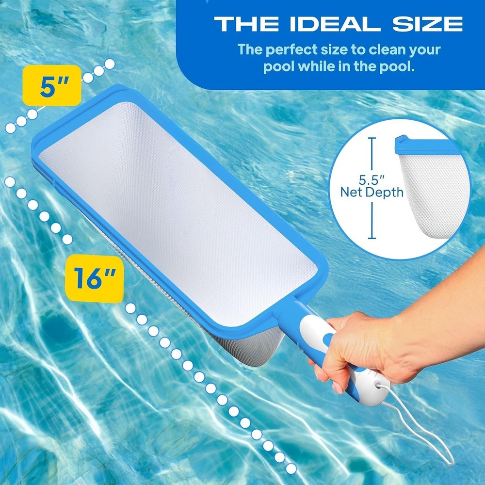 Hydrodynamic Pool Skimmer Net - 17.5" Fine Mesh for Ultimate Surface Cleaning