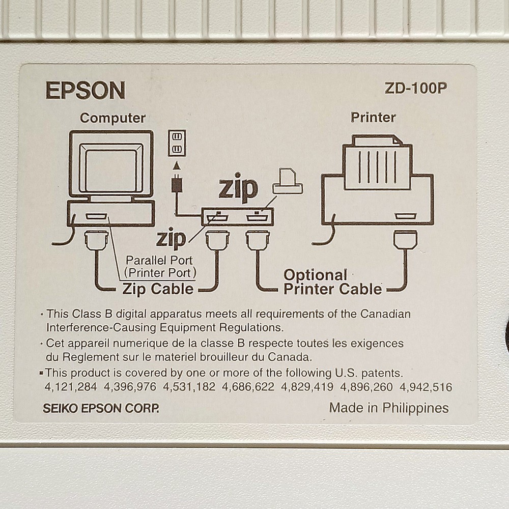 Epson ZD-100P Iomega Zip Drive & Original Adapter