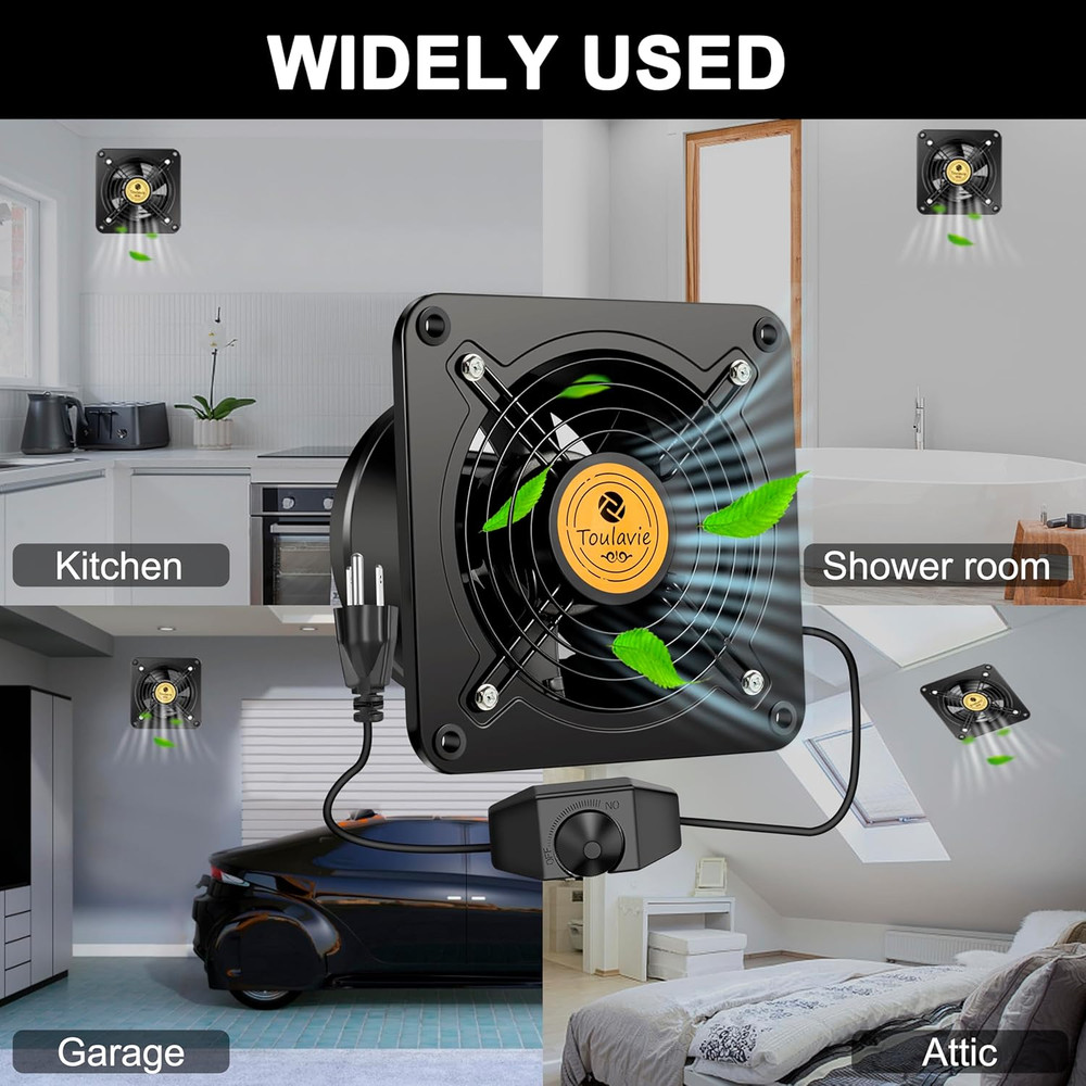 6 Inch Exhaust Fan, 308 CFM Vent Fan Wall Mounted with Variable Speed Controller