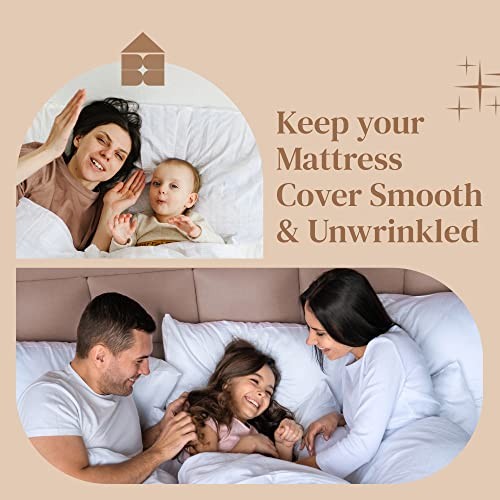 4 PCS Bed Sheet Clips Keep Bedsheets in Place - Corner Bands 4 Pcs White